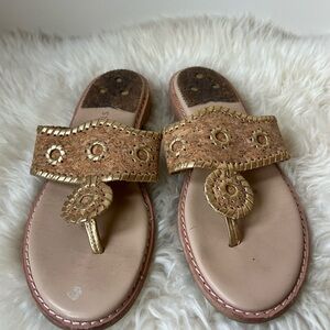 Jack Rogers Gold and Tan Sandals